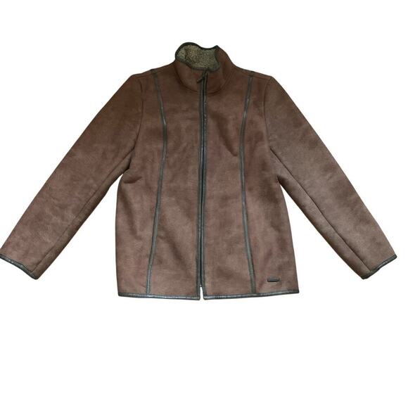 Esprit Jackets & Blazers - Vintage Esprit Brown Faux Suede Shearling Coat Size M 90's Classic Traditional